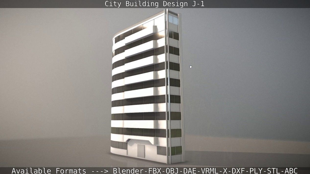 City Building Design J-1 Low-poly 3D model_12