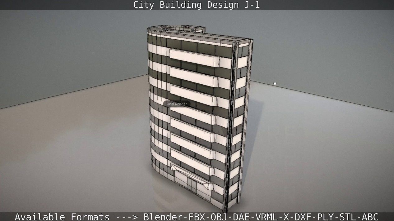City Building Design J-1 Low-poly 3D model_89