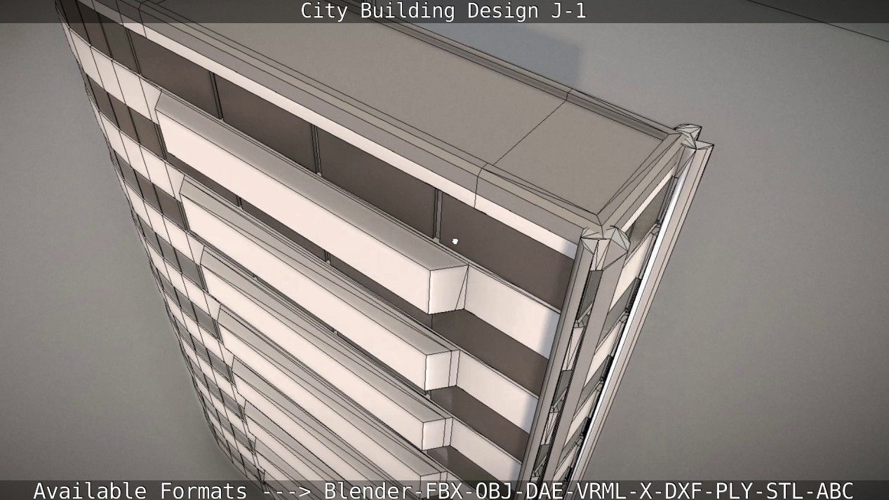 City Building Design J-1 Low-poly 3D model_40