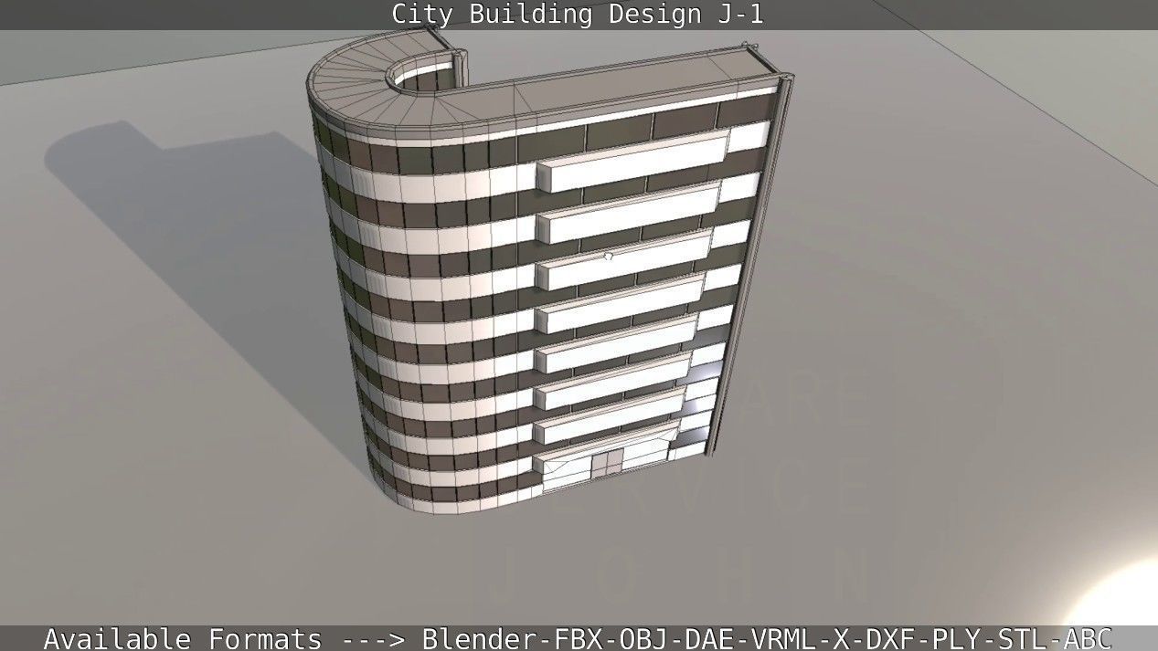 City Building Design J-1 Low-poly 3D model_93