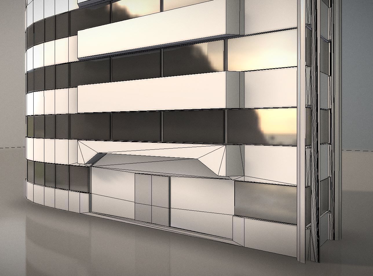 City Building Design J-1 Low-poly 3D model_7
