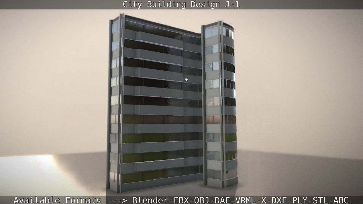 City Building Design J-1 Low-poly 3D model_15
