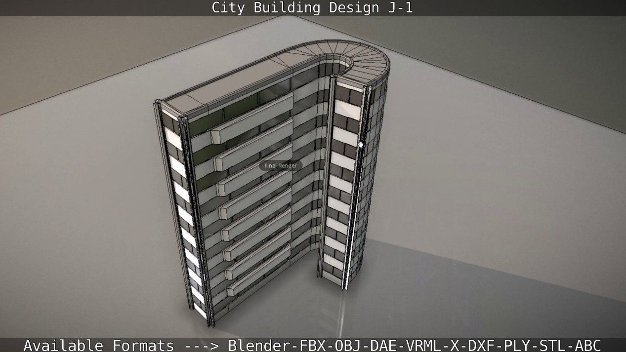 City Building Design J-1 Low-poly 3D model_87