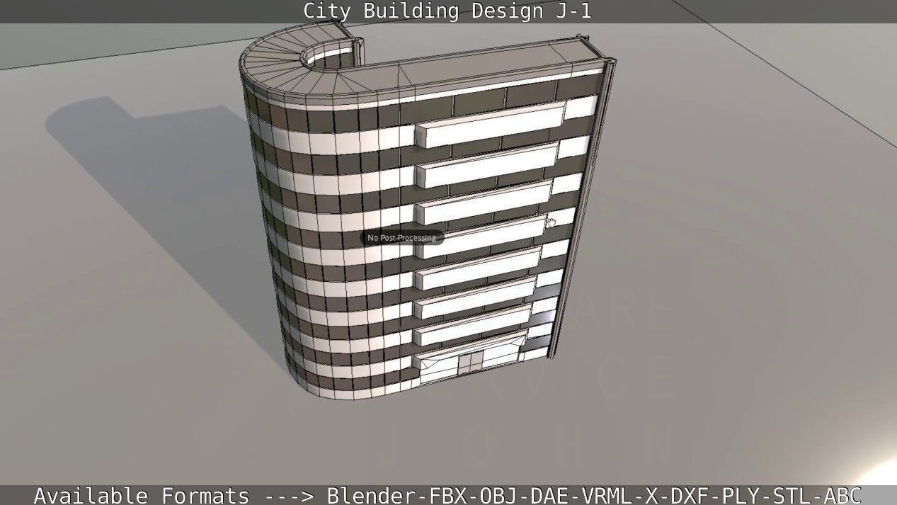 City Building Design J-1 Low-poly 3D model_92