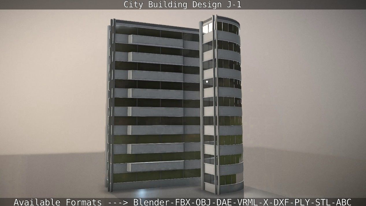 City Building Design J-1 Low-poly 3D model_17