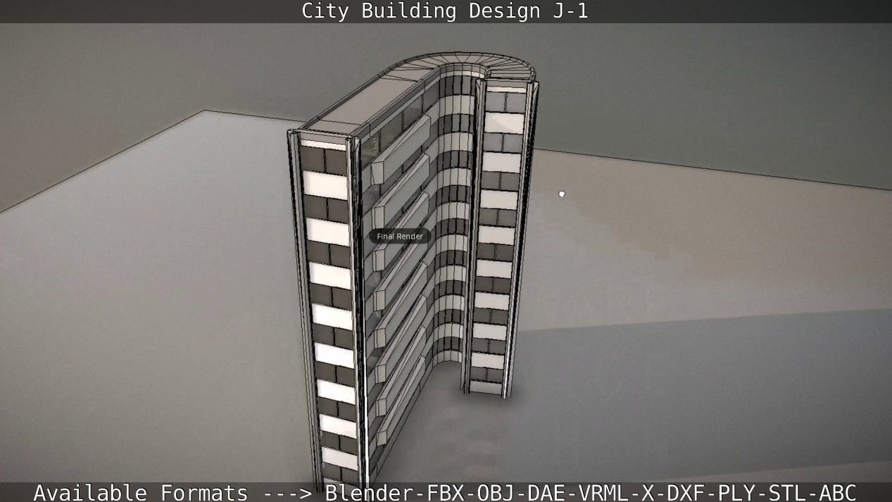 City Building Design J-1 Low-poly 3D model_88