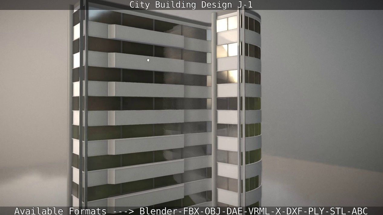 City Building Design J-1 Low-poly 3D model_34