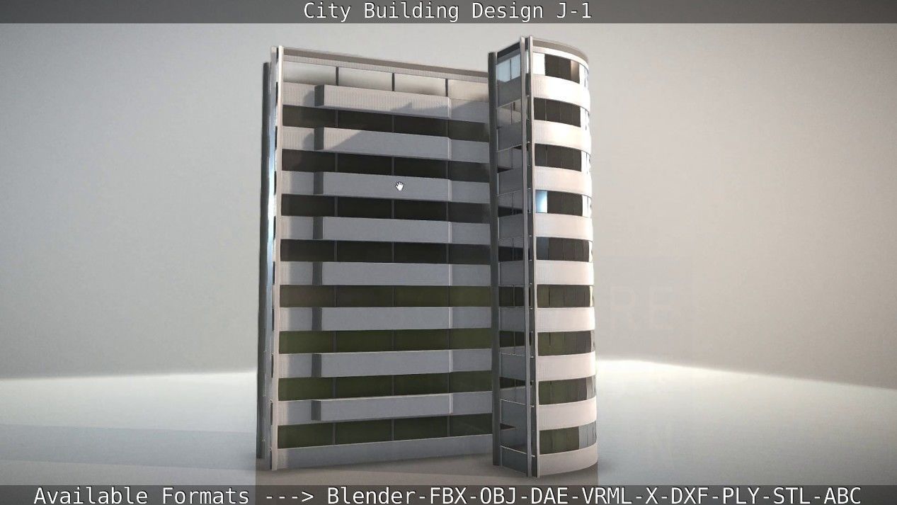 City Building Design J-1 Low-poly 3D model_21