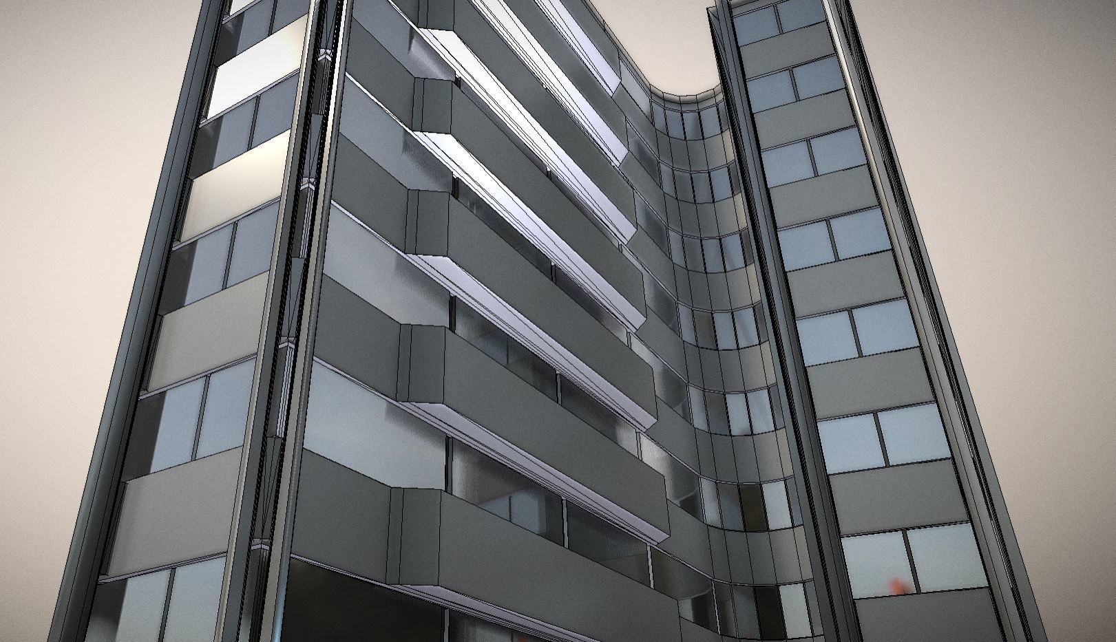 City Building Design J-1 Low-poly 3D model_3