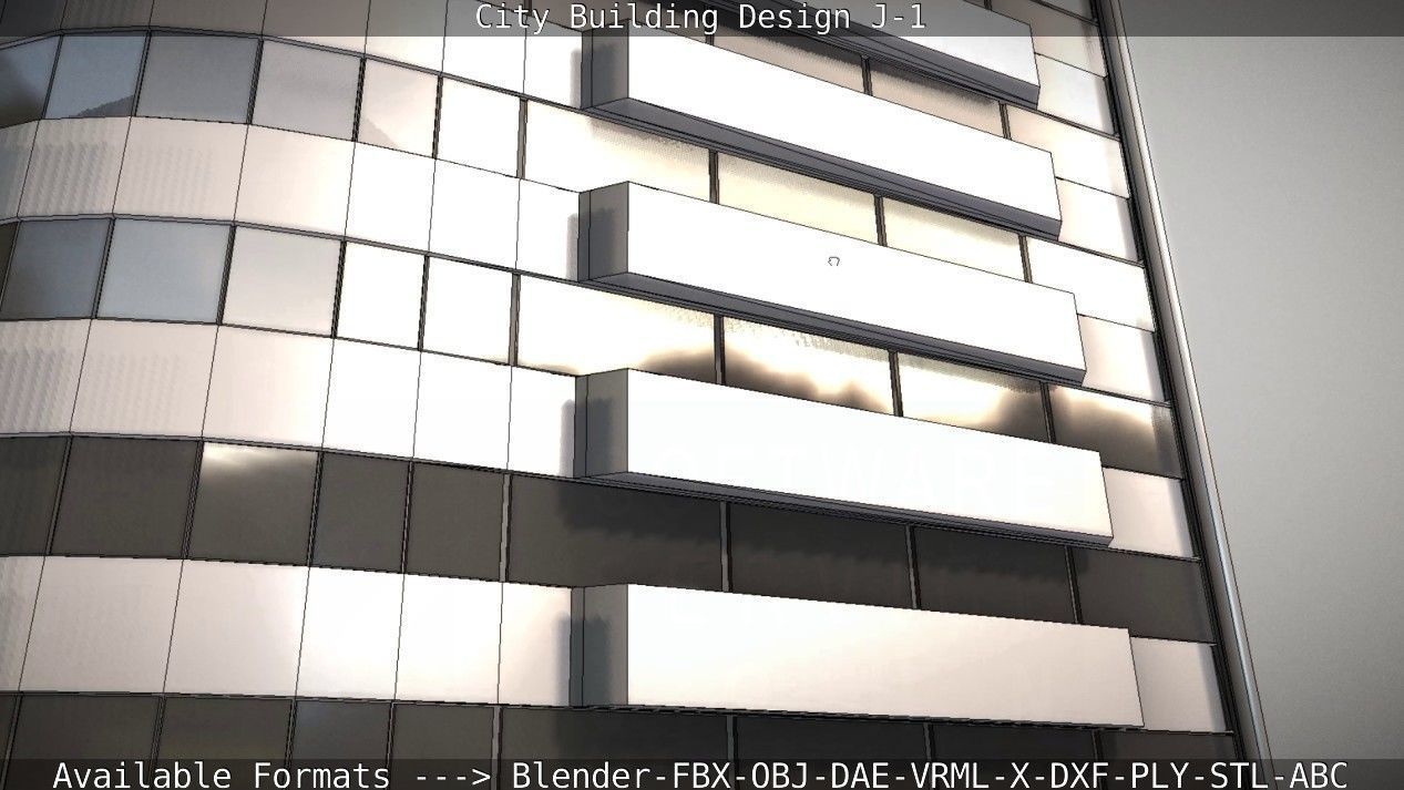 City Building Design J-1 Low-poly 3D model_49