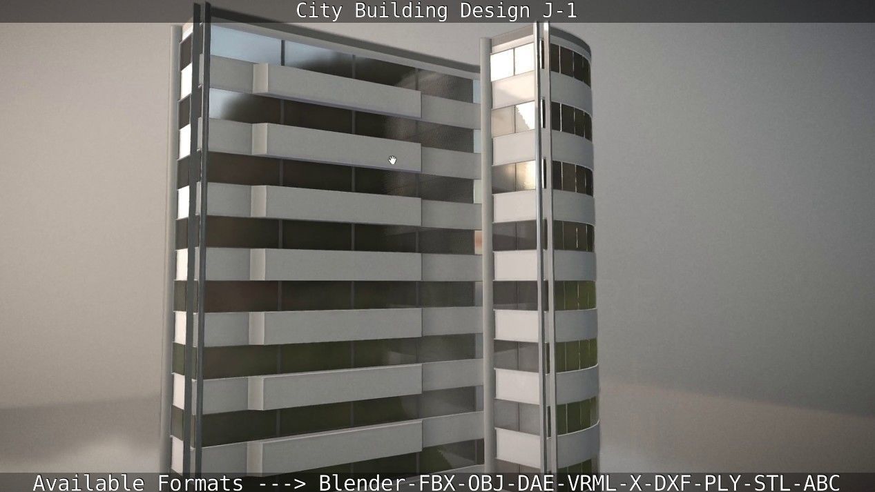 City Building Design J-1 Low-poly 3D model_35