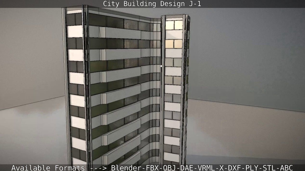 City Building Design J-1 Low-poly 3D model_38