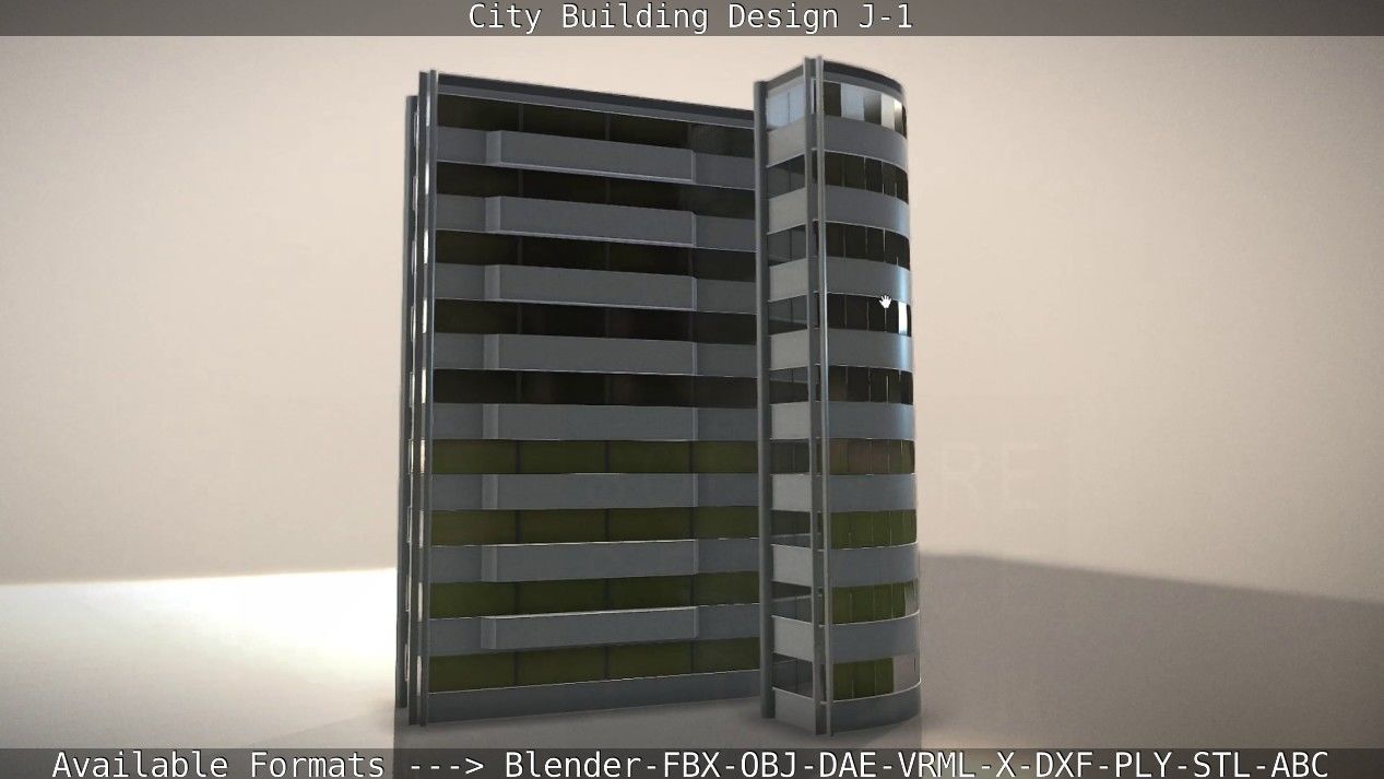 City Building Design J-1 Low-poly 3D model_16
