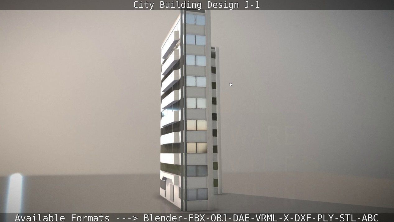 City Building Design J-1 Low-poly 3D model_13