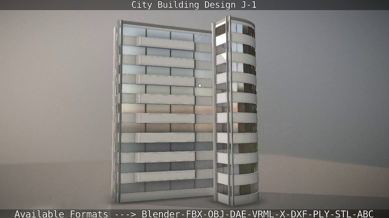 City Building Design J-1 Low-poly 3D model_18