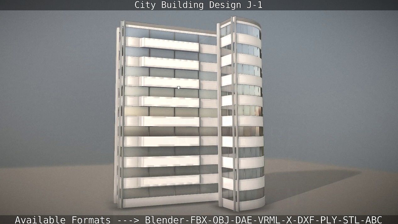 City Building Design J-1 Low-poly 3D model_19