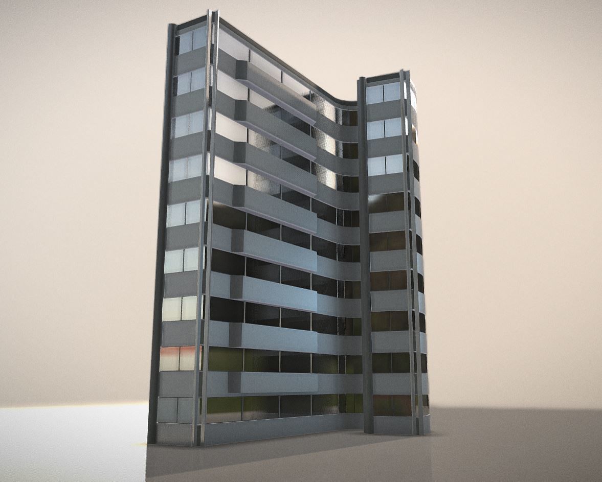 City Building Design J-1 Low-poly 3D model_5