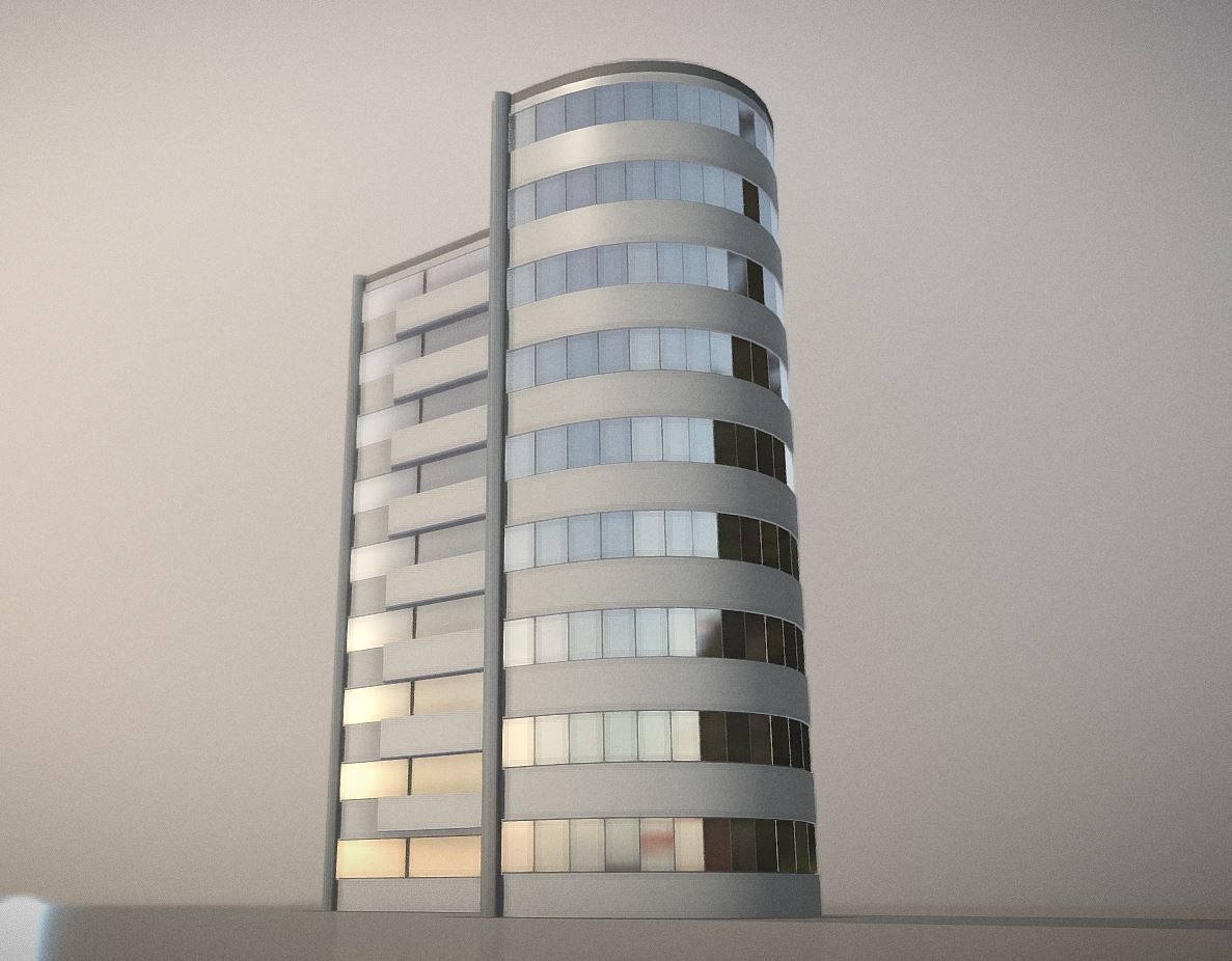 City Building Design J-1 Low-poly 3D model_10