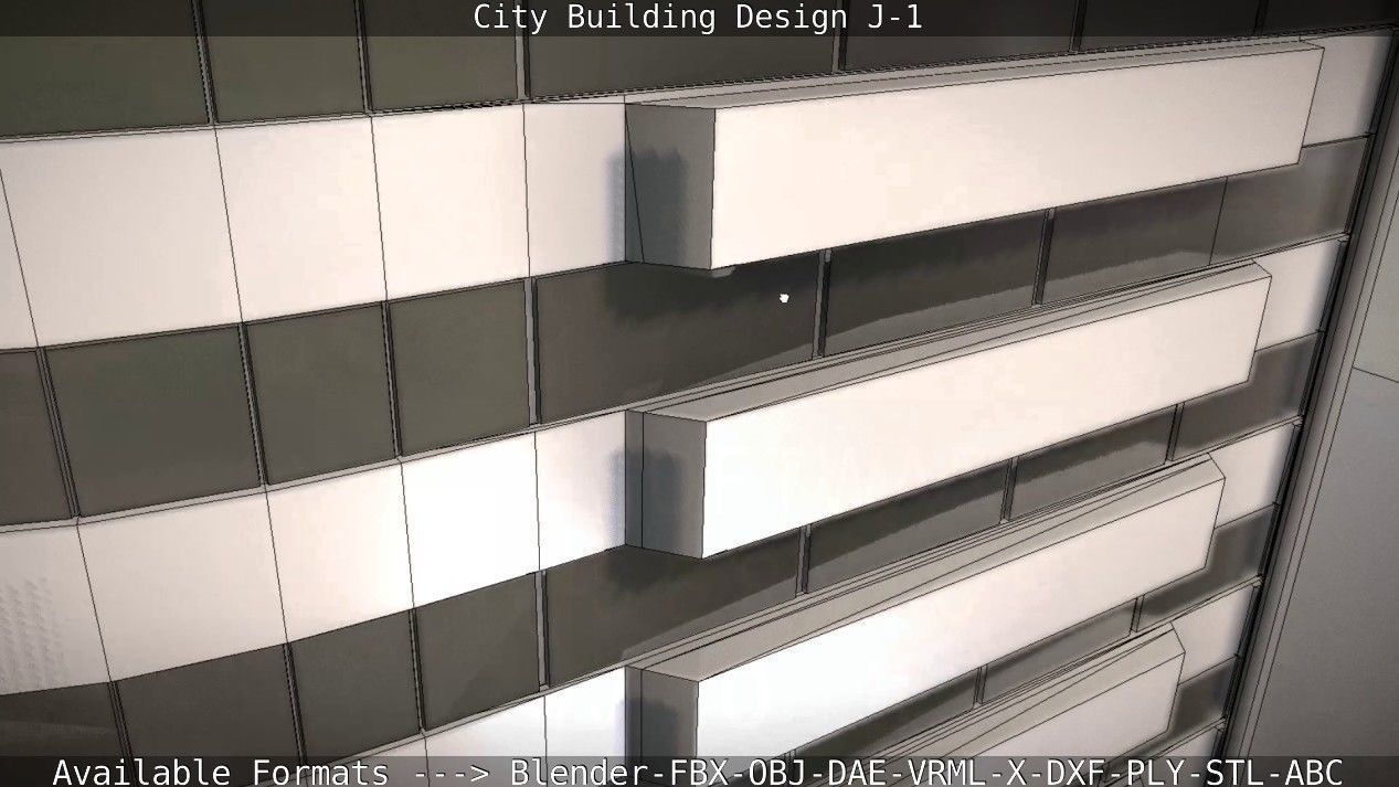 City Building Design J-1 Low-poly 3D model_46