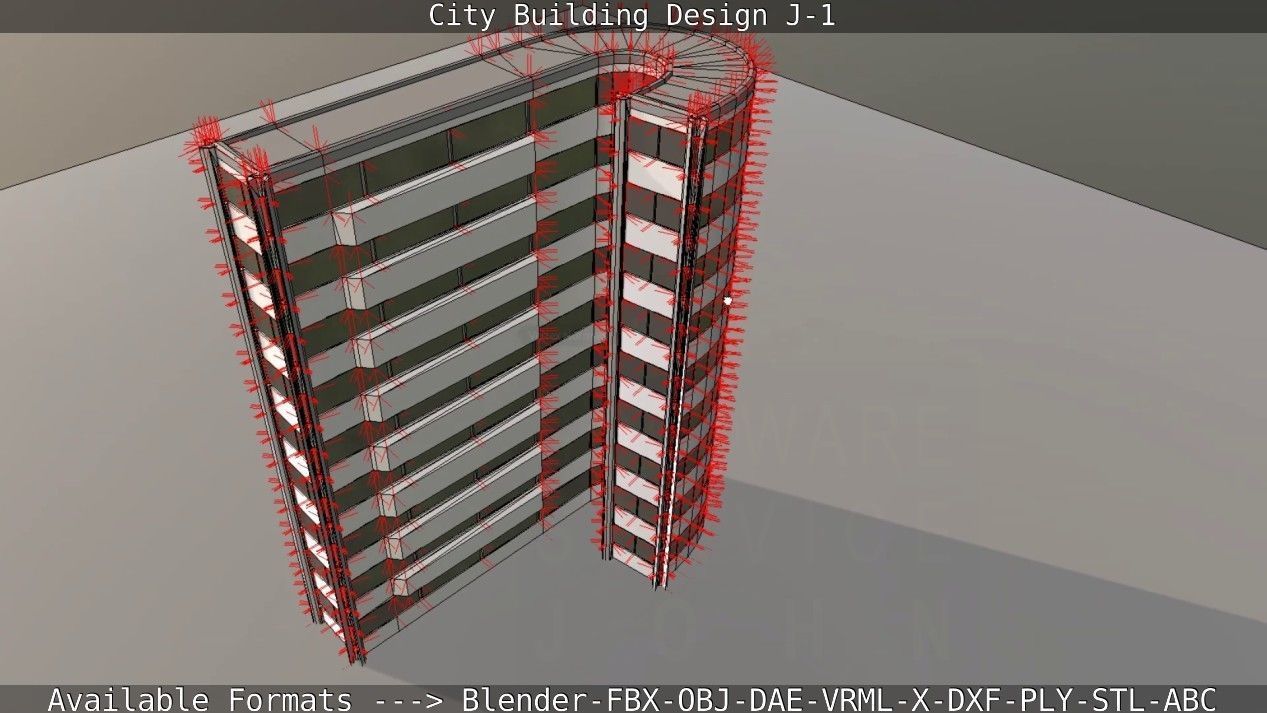 City Building Design J-1 Low-poly 3D model_85