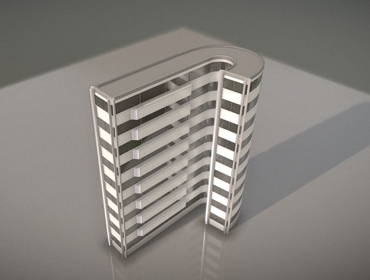 City Building Design J-1 Low-poly 3D model_8