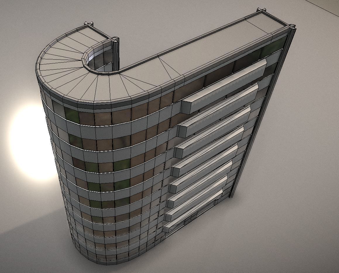 City Building Design J-1 Low-poly 3D model_4