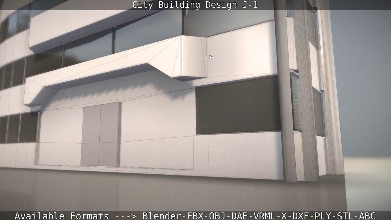 City Building Design J-1 Low-poly 3D model_60