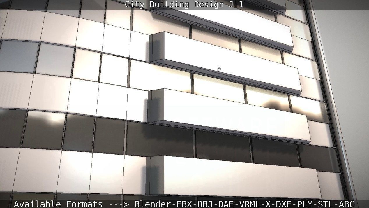 City Building Design J-1 Low-poly 3D model_50