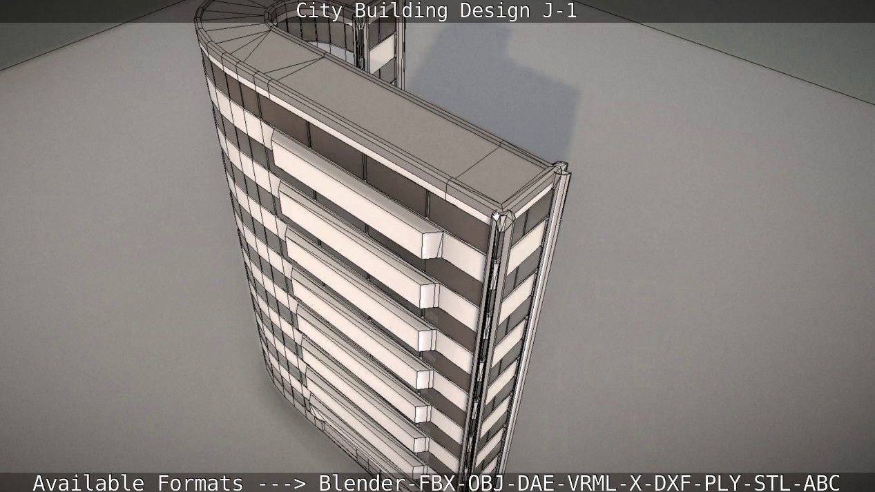 City Building Design J-1 Low-poly 3D model_39