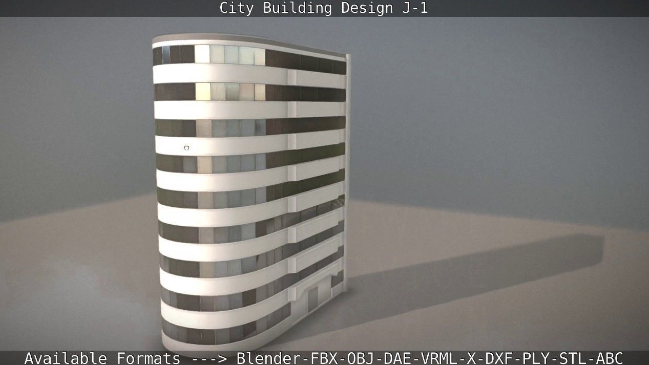 City Building Design J-1 Low-poly 3D model_25