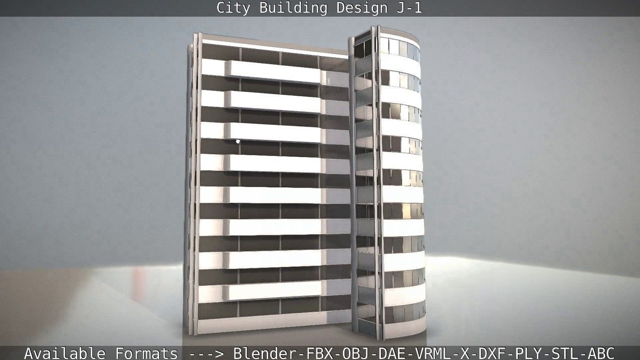 City Building Design J-1 Low-poly 3D model_20