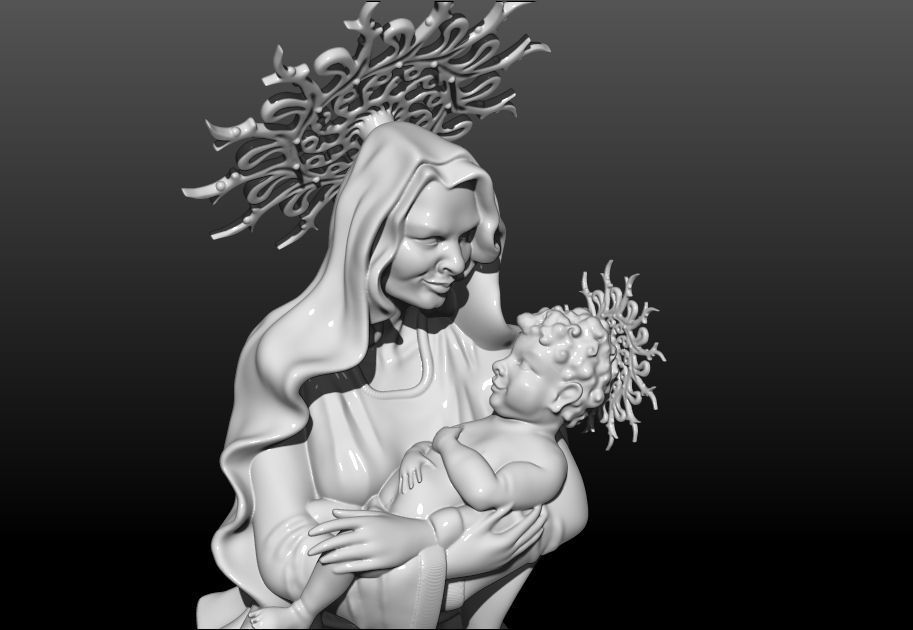 Maria statue of virgin mary 3D print model_6