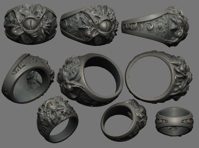 Skull Floral Ring 03 - The Eye 3D print model