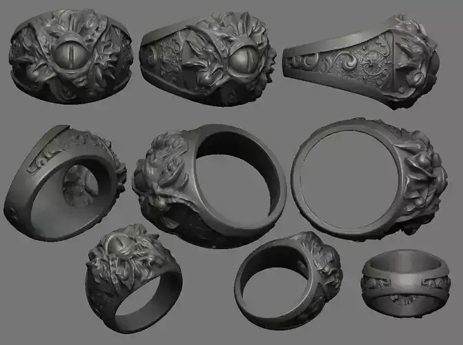 Skull Floral Ring 03 - The Eye 3D print model