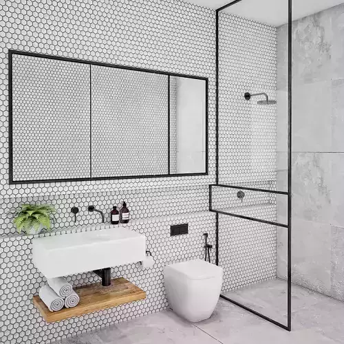 Bathroom Set 3 modern with tiled walls