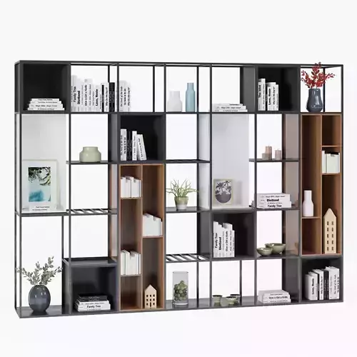 Shelving 1 bookcase with shelves and books 3D model