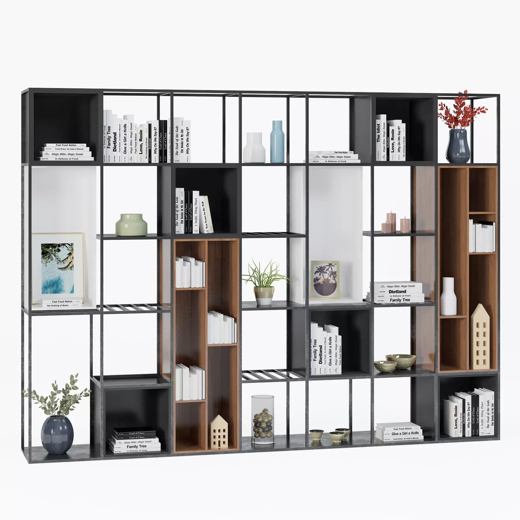 Shelving 1 bookcase with shelves and books 3D model_0
