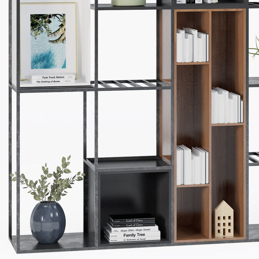 Shelving 1 bookcase with shelves and books 3D model_2