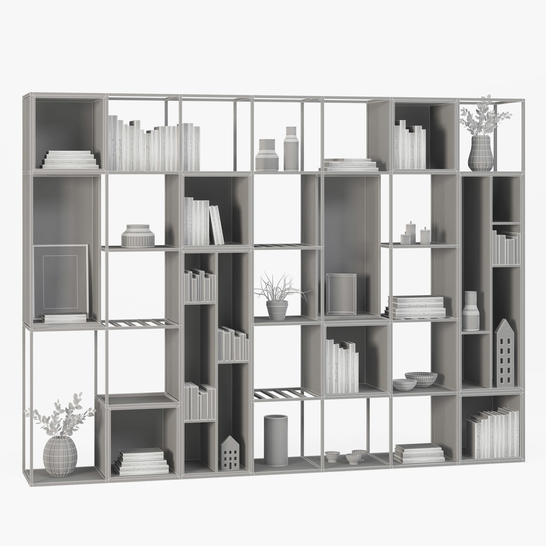 Shelving 1 bookcase with shelves and books 3D model_3
