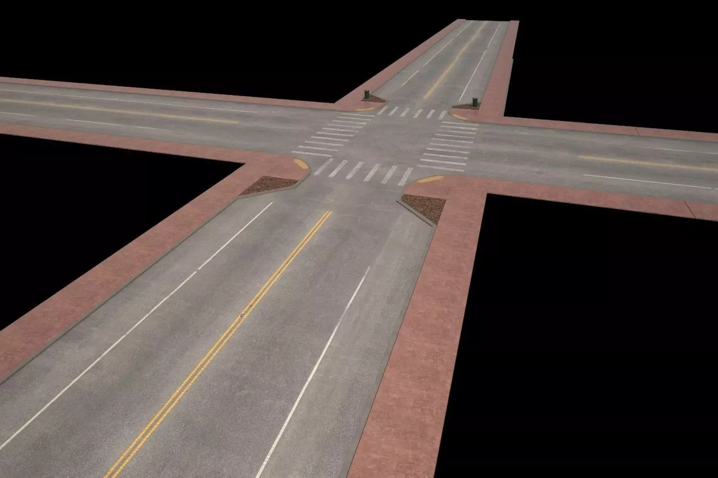 Road Set 2 crossed streets 3D model