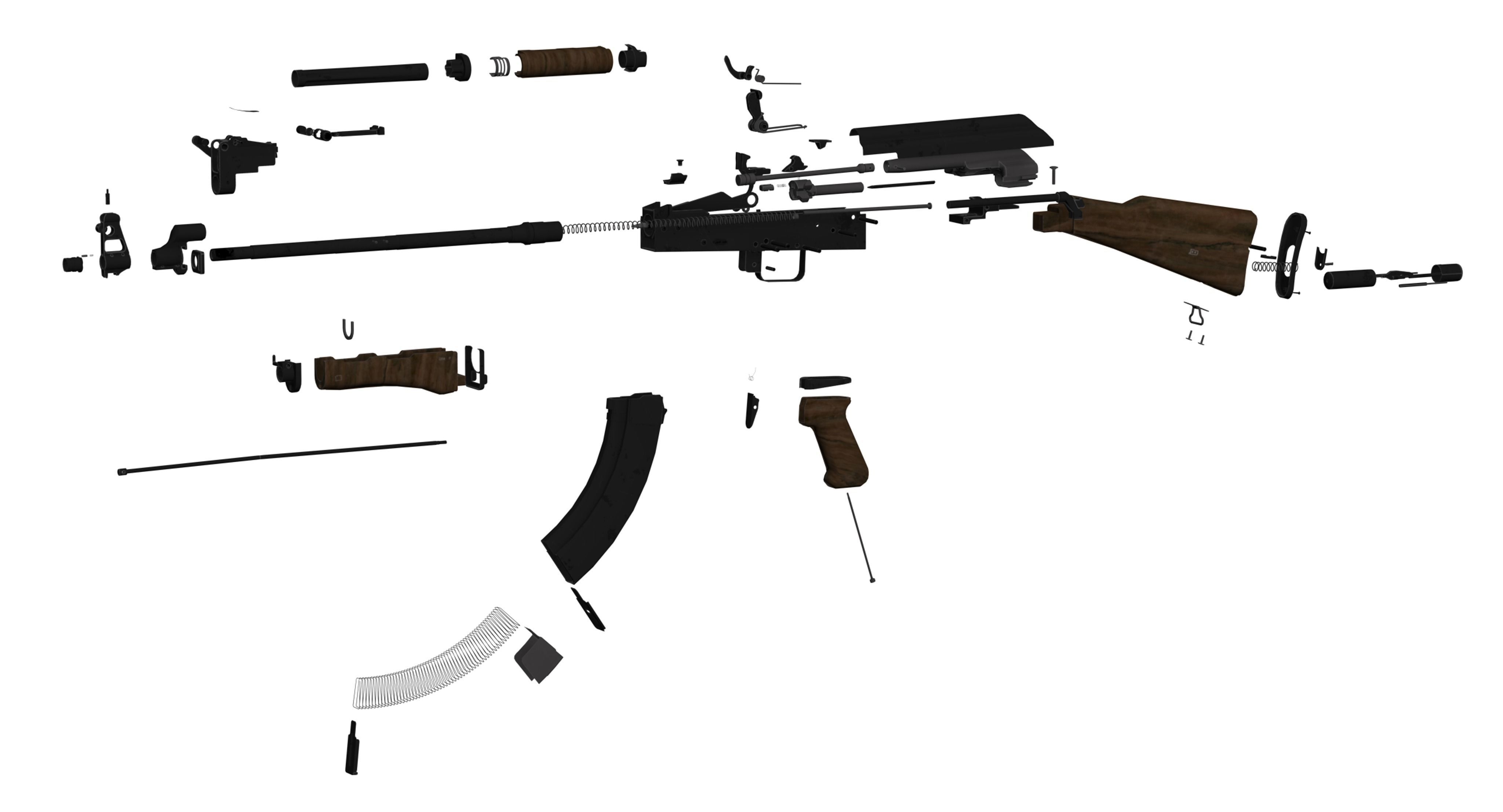 Ak47M1 Fully Detailed Low-poly 3D model_28