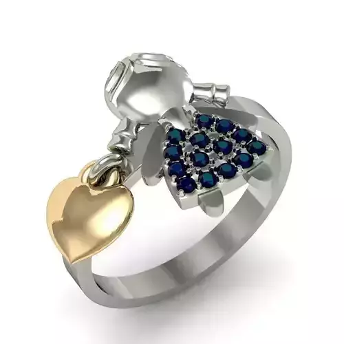 fashion  ring with girl and heart 