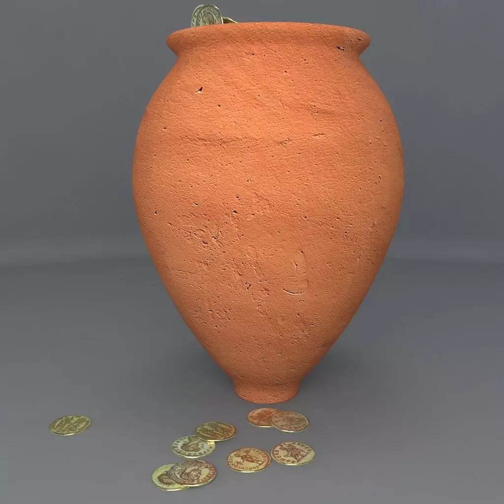 Vase with Ancient Coins 3D model