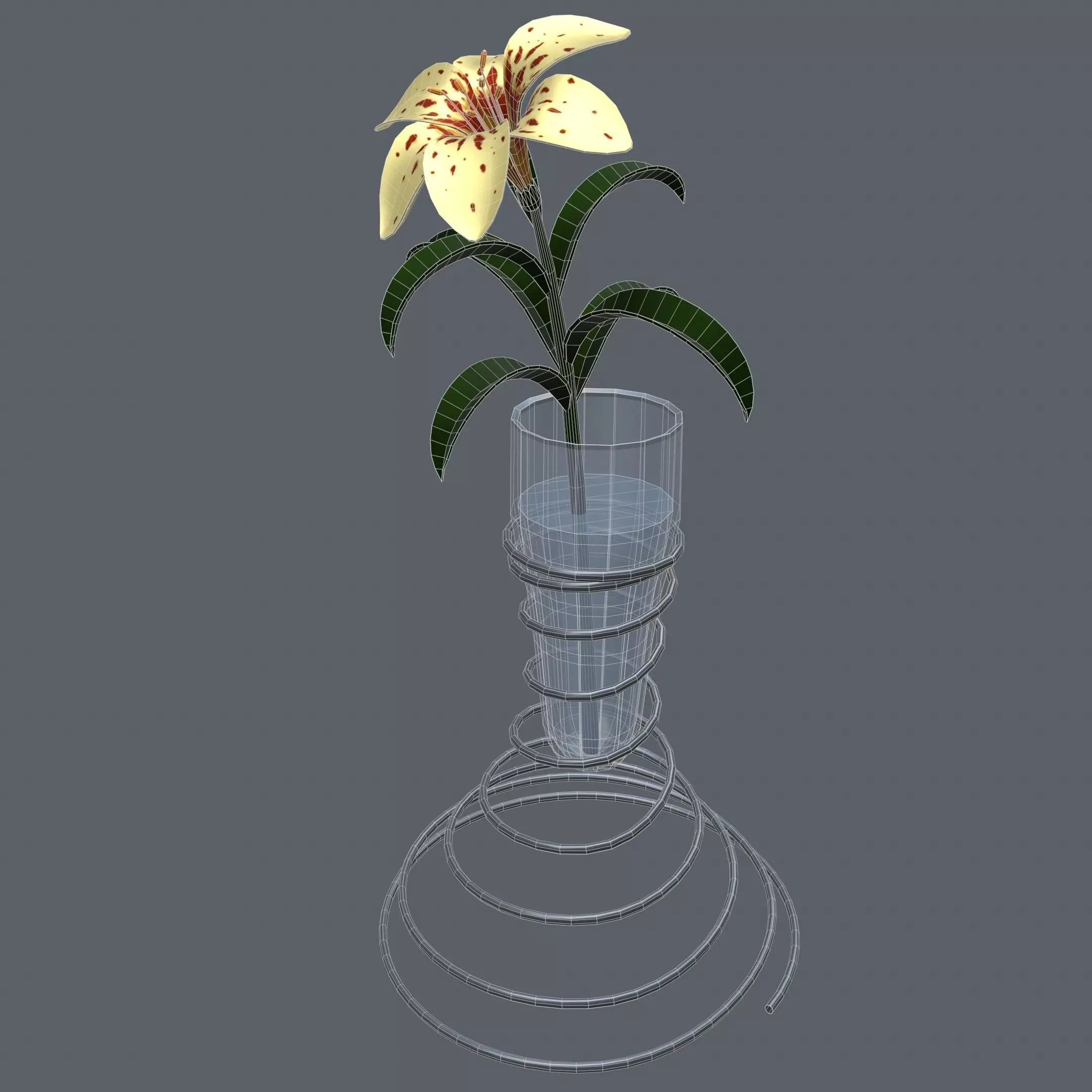 Lily in vase 3D model_0