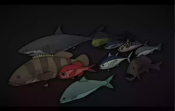 low poly animation fishs pack Low-poly 3D model