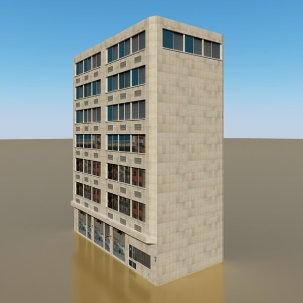 Photorealistic Low Poly Office Building 10 Low-poly 3D model_2