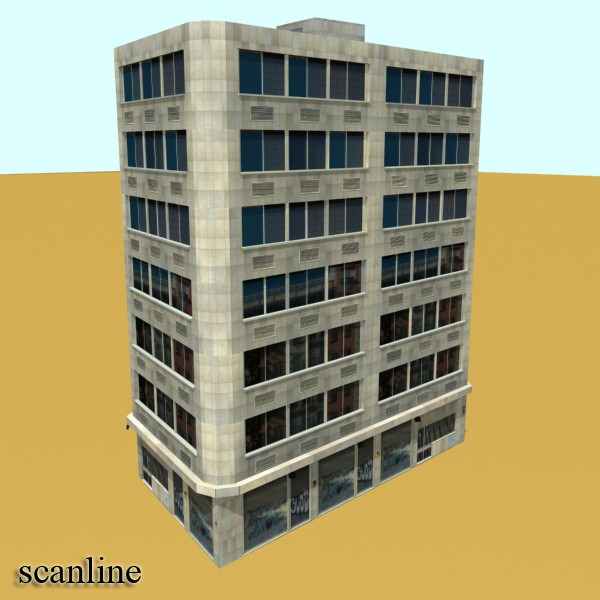 Photorealistic Low Poly Office Building 10 Low-poly 3D model_8