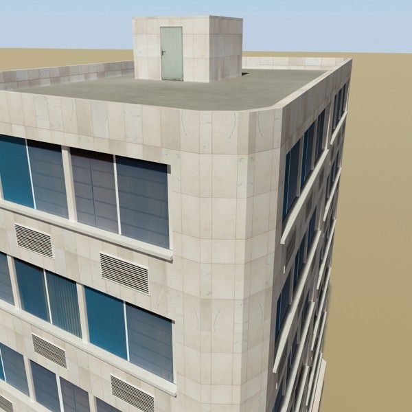 Photorealistic Low Poly Office Building 10 Low-poly 3D model_6