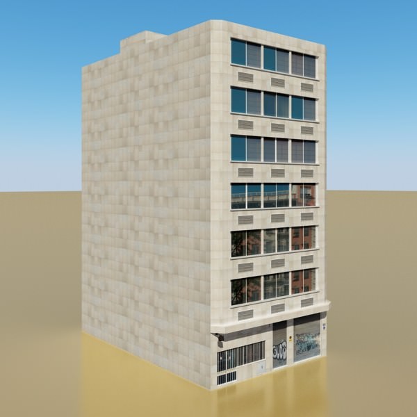 Photorealistic Low Poly Office Building 10 Low-poly 3D model_3