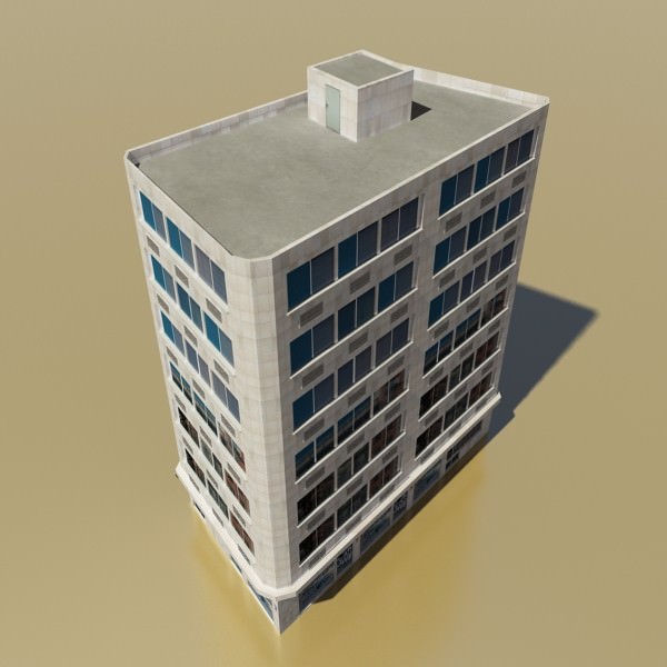 Photorealistic Low Poly Office Building 10 Low-poly 3D model_4